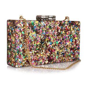 1375 Acrylic Purses and Handbags Multicolor Perspex Box Clutch Purses